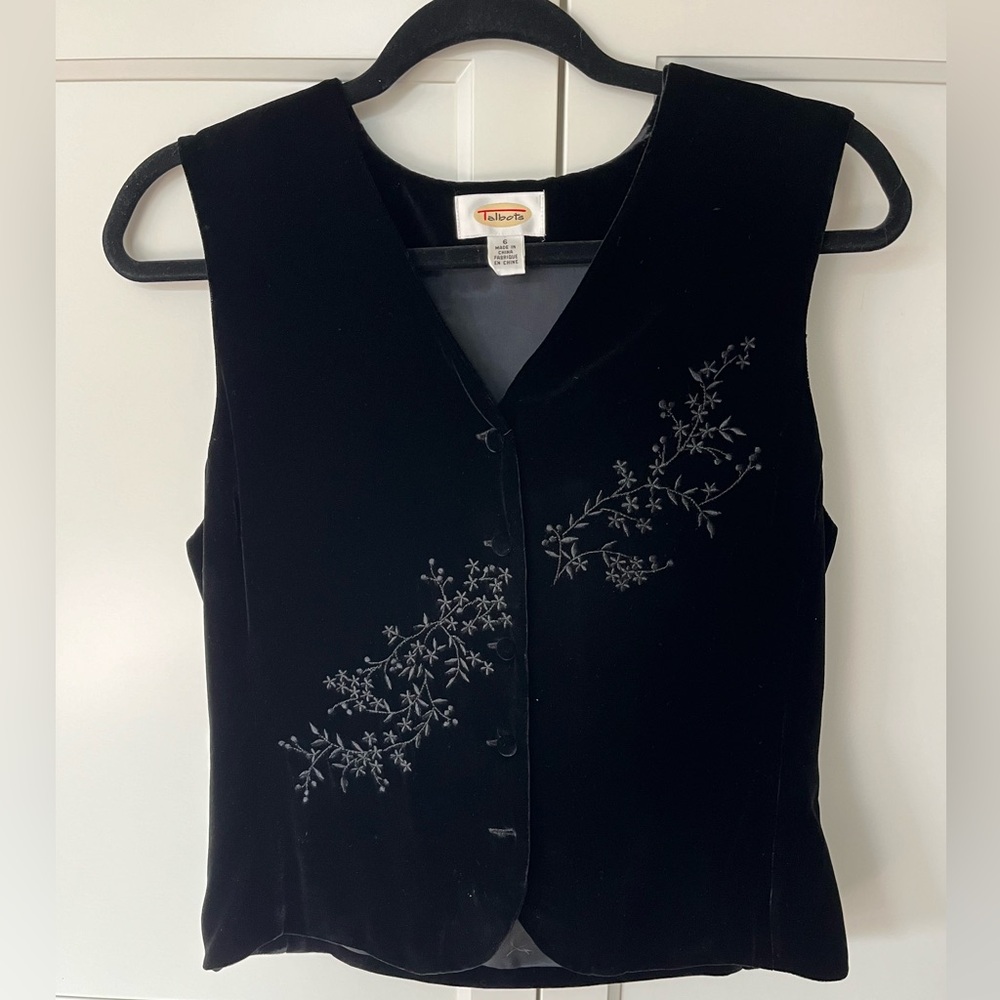 Talbots Black Velvet Vest